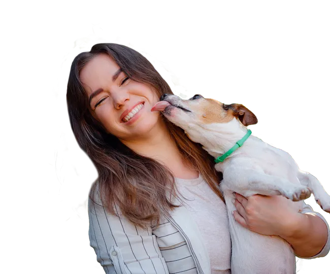 A student with their emotional support dog on campus